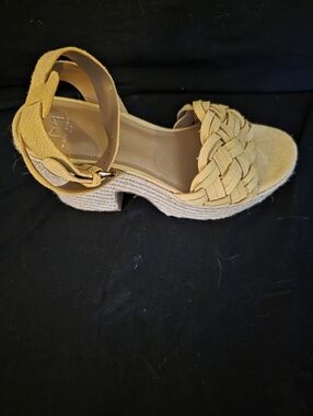 Braided Platform Espadrille Sandal - Yellow 3inch Chunky Heel